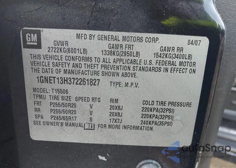 2007 Chevrolet Trailblazer Ss from USA, damaged, VIN 1GNET13H372261827